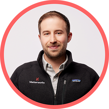 Image of Nick Richards, Vice President, Operations of Matterworks within a circle with a pink border